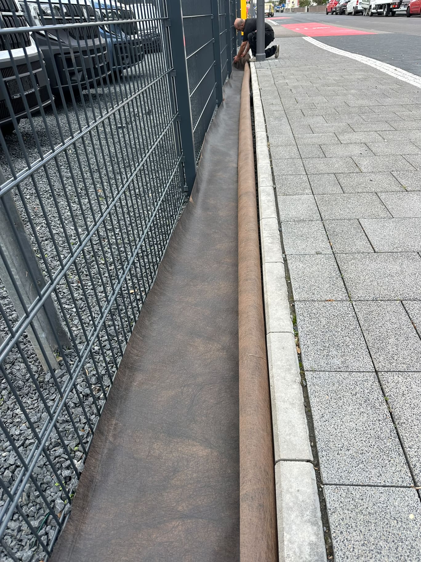 Vlies auf der vorbereiteten Fläche
